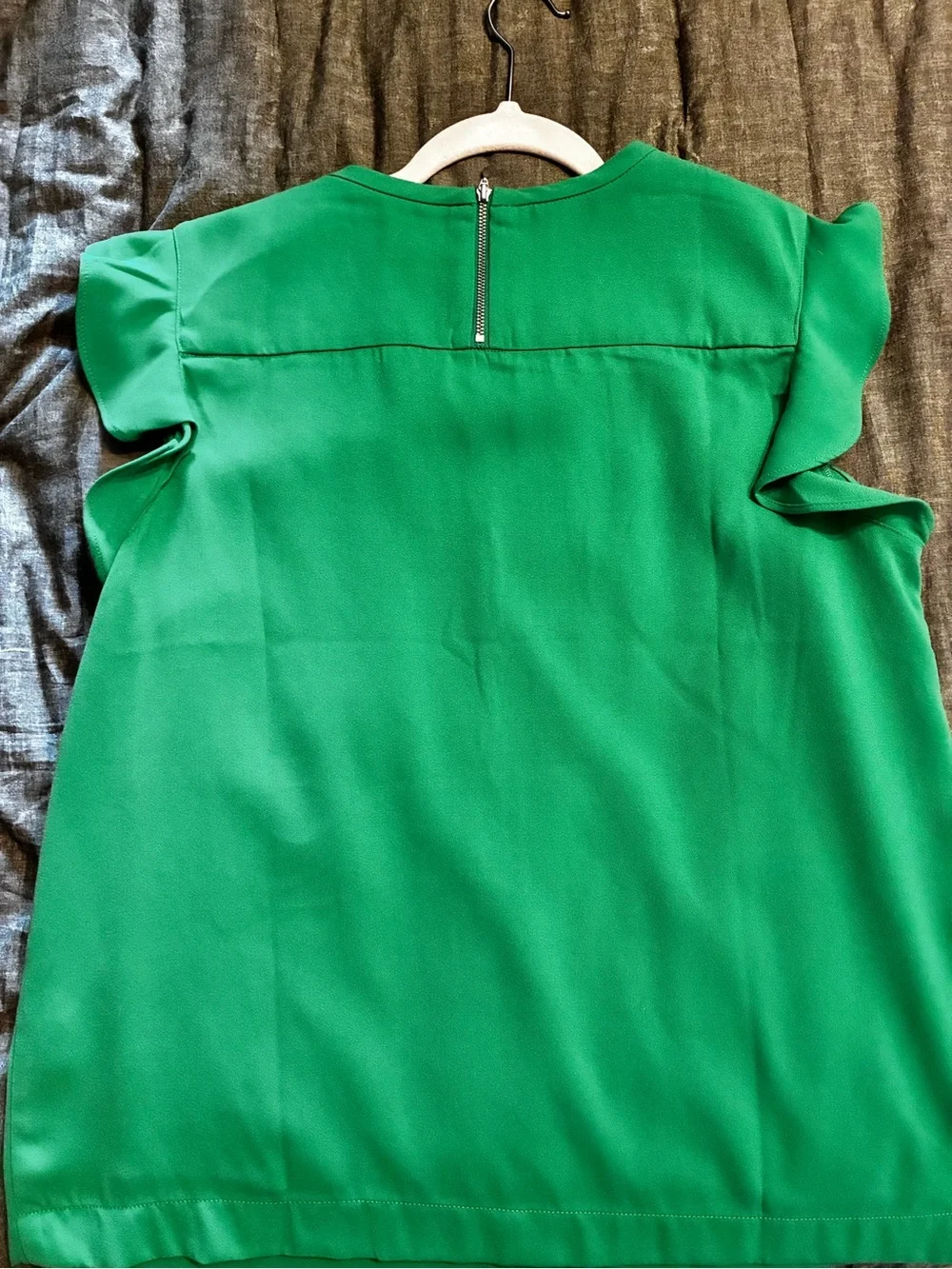 J. Crew Bright Green Flutter Sleeve Blouse